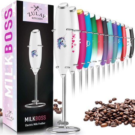 ZULAY KITCHEN Milk Frother OG w Stand  Unicorn White ZULB087YPPD3F